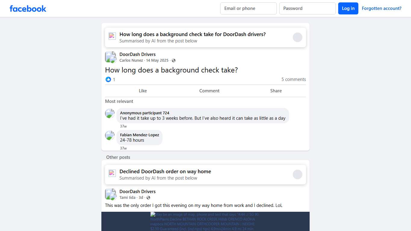 DoorDash Drivers How long does a background check take Facebook